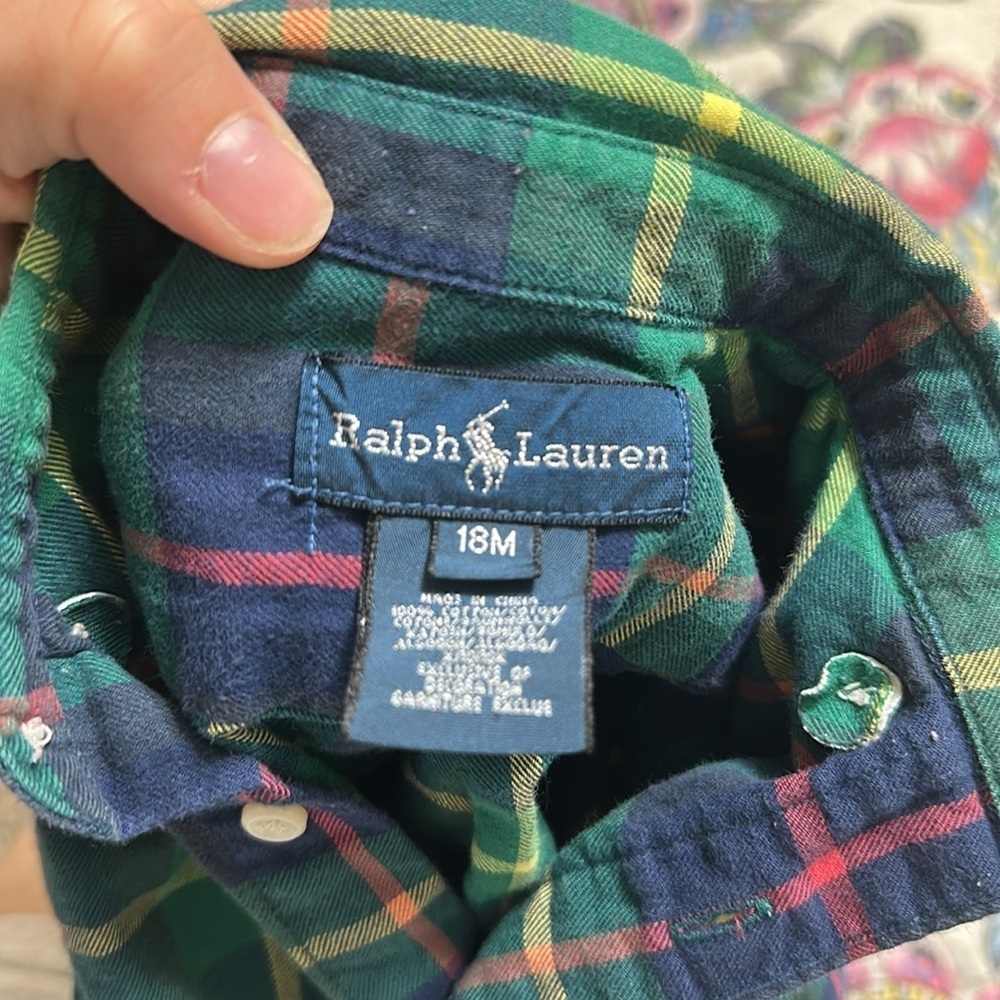 EUC Ralph Lauren Plaid Long Sleeve Button Down Shirt 18 mths - Picture 4 of 4